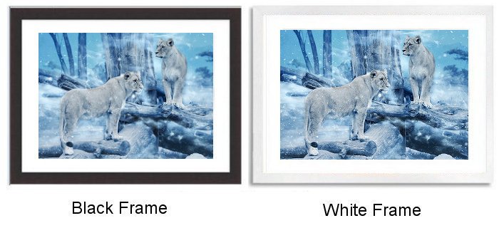 Lioness In Winter Vintage Art Framed Print